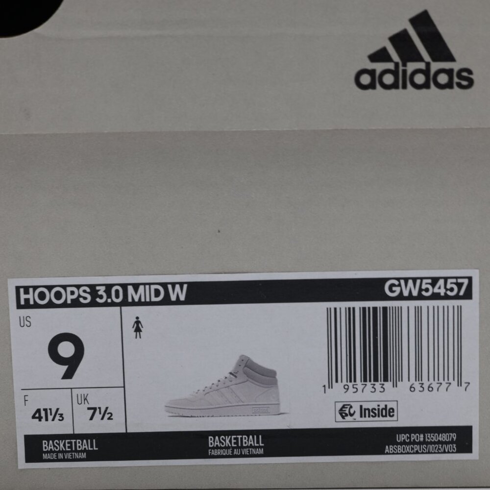 Adidas Women's Basketball Comfort Hoops 3.0‎ Mid Top Classic Shoes White Size 8 - Picture 12 of 12